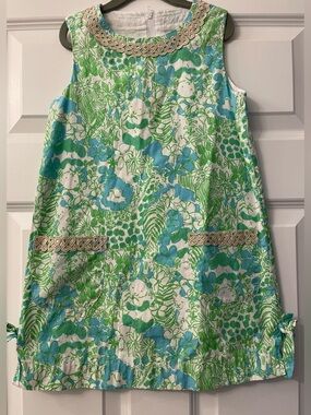 Lilly Pulitzer animal shift dress with gold details - size 7